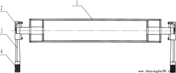 缓冲支架型托辊结构示意图